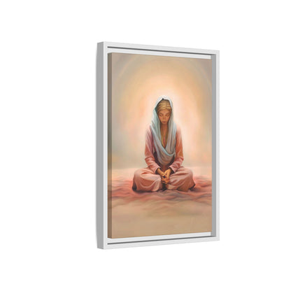 Stillness Framed Canvas Wall Art, Serene Meditation Decor, Spiritual Mindfulness Gift, Tranquil Room Accent, Woman Religious Art