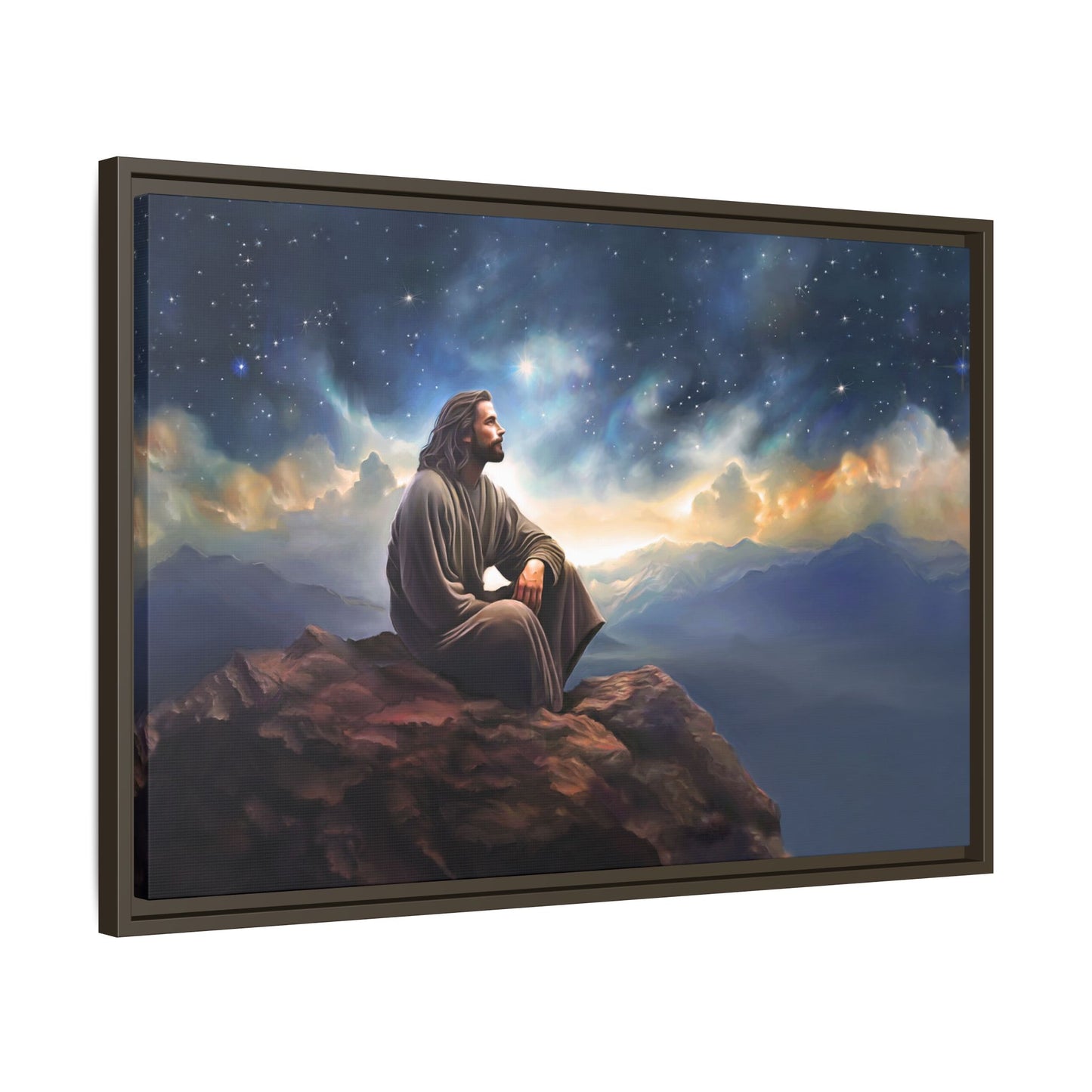 Jesus With The Stars, Framed Fine Art Canvas Print of Handmade Art, many sizes, Christian Art, Christian Gifts
