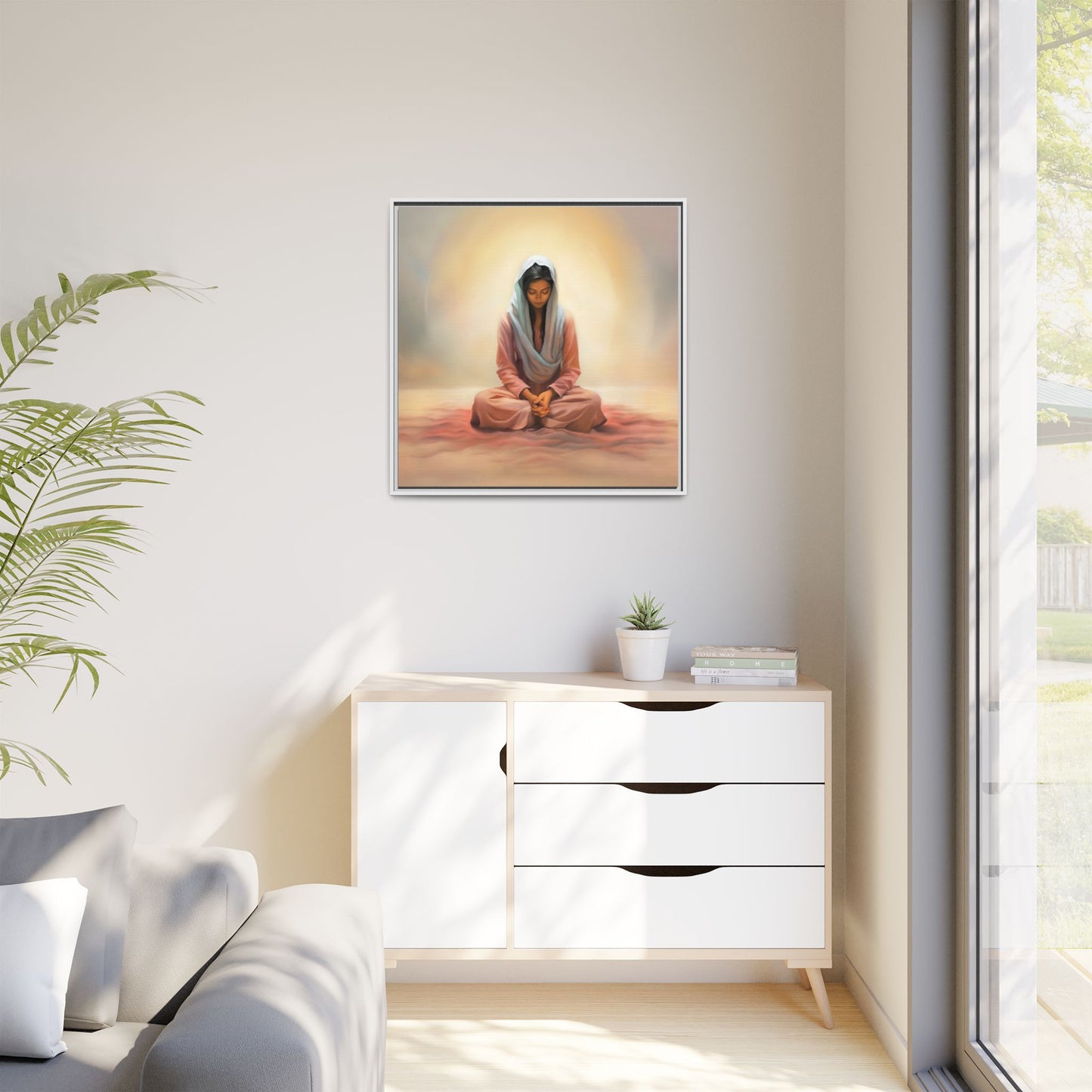 Stillness Canvas Print Artwork, Framed Wall Decor, Female Discipleship, Serene Stillness Painting, Multi-color Matte Picture