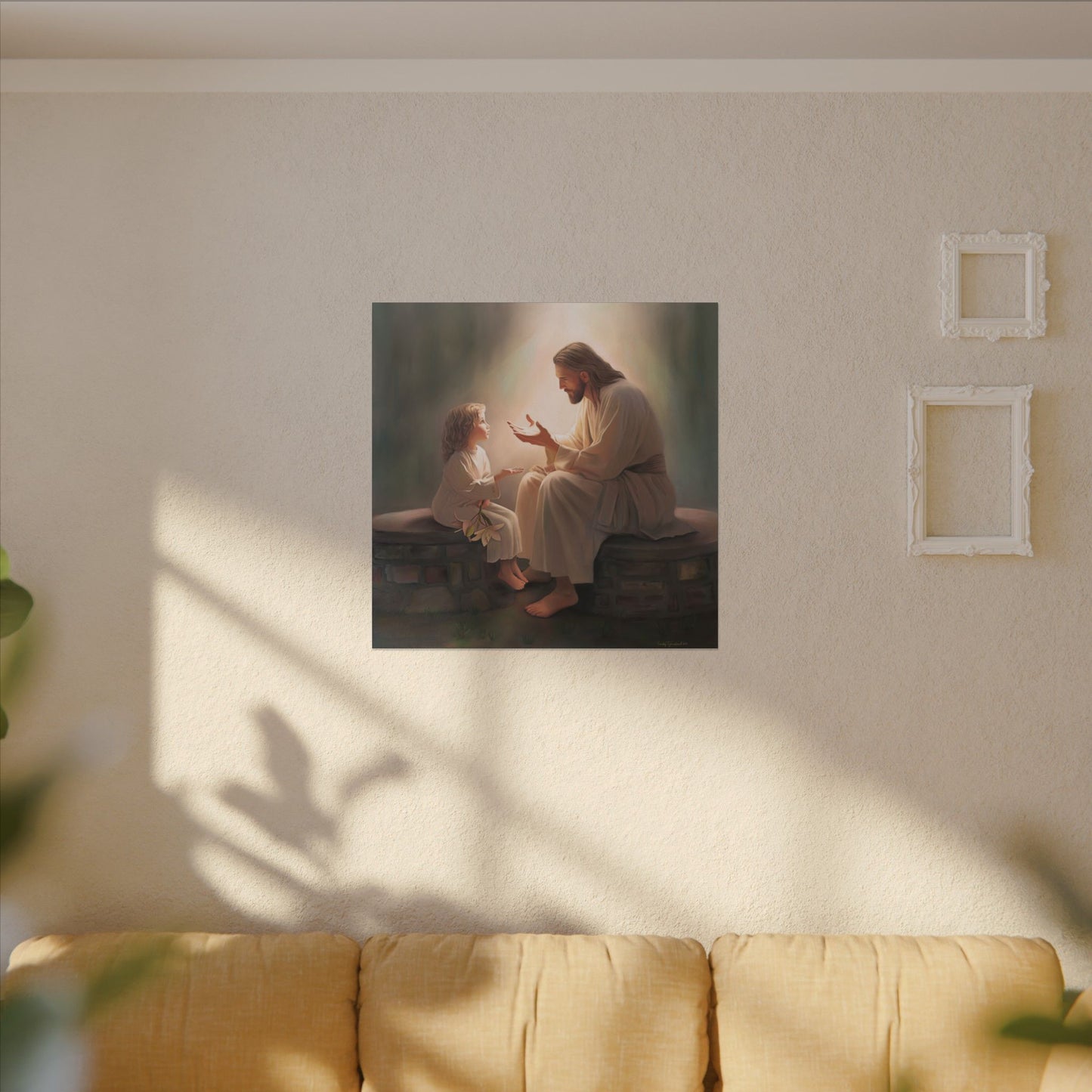 You Are The Light, fine art canvas print, Christian artwork, Jesus with a child, Jesus Christ with a little girl, Consider The Lillies