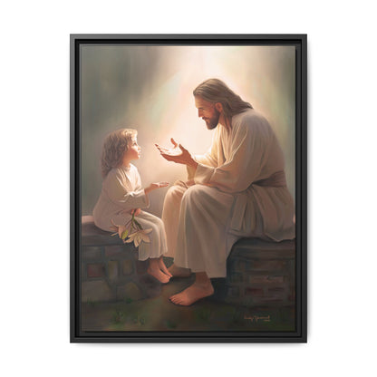 You Are The Light Fine Art Canvas Print, Framed, Picture of Jesus, Christian Gift, Christian Art, Jesus Christ Art with Child, Framed