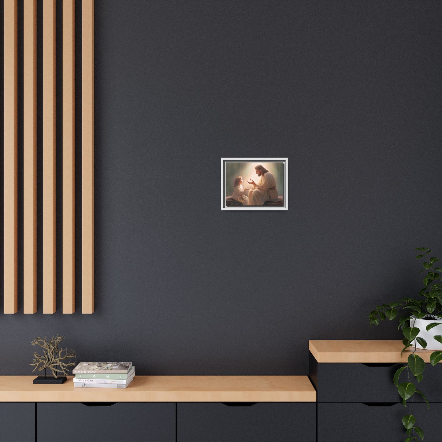 We are His Children, Fine Art Framed Canvas Print, Picture of Jesus, Jesus with a Child, Christian Gift, Christian Art, Jesus Christ Art with Child