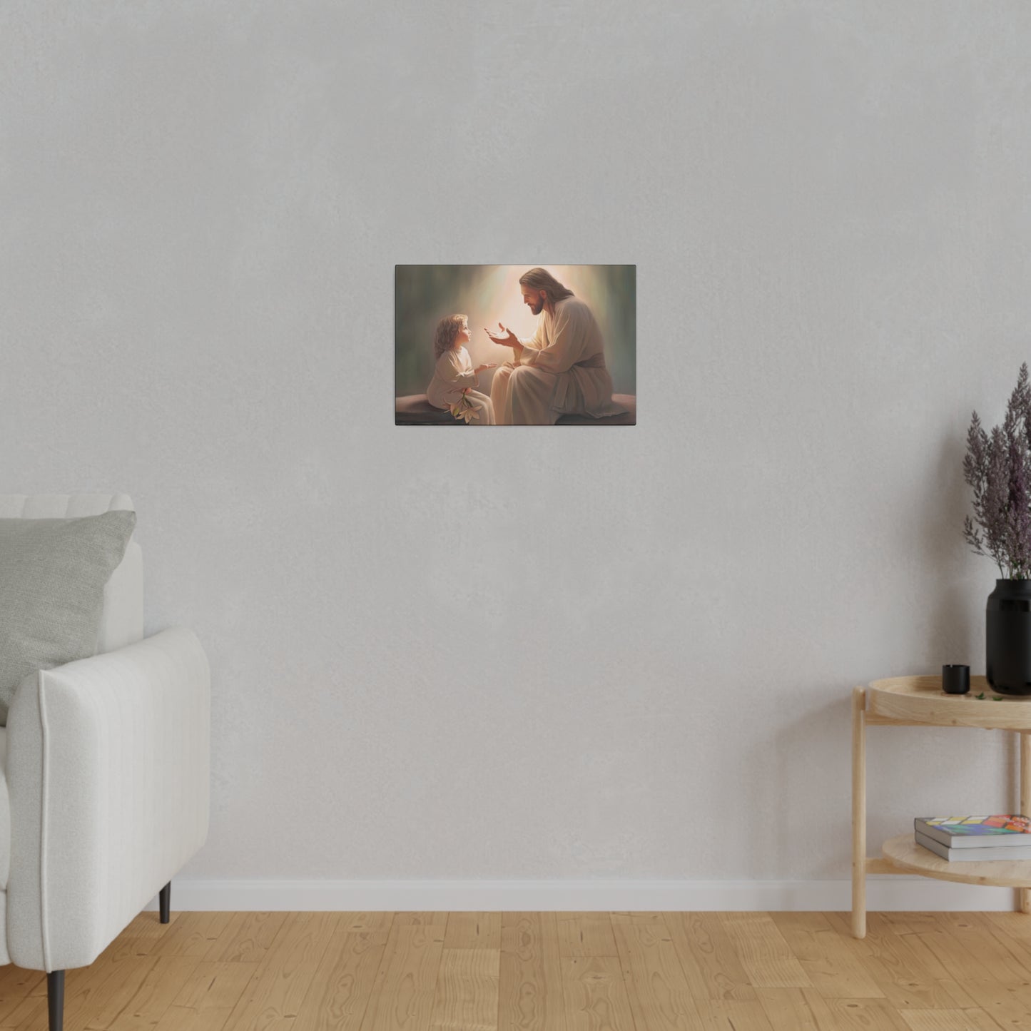 You Are The Light, fine art canvas print, Christian artwork, Jesus with a child, Jesus Christ with a little girl, Consider The Lillies