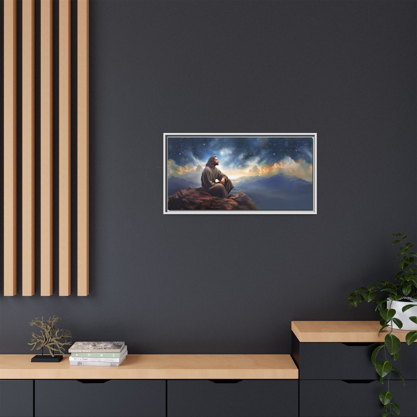 Jesus With The Stars, Framed Fine Art Canvas Print of Handmade Art, many sizes, Christian Art, Christian Gifts