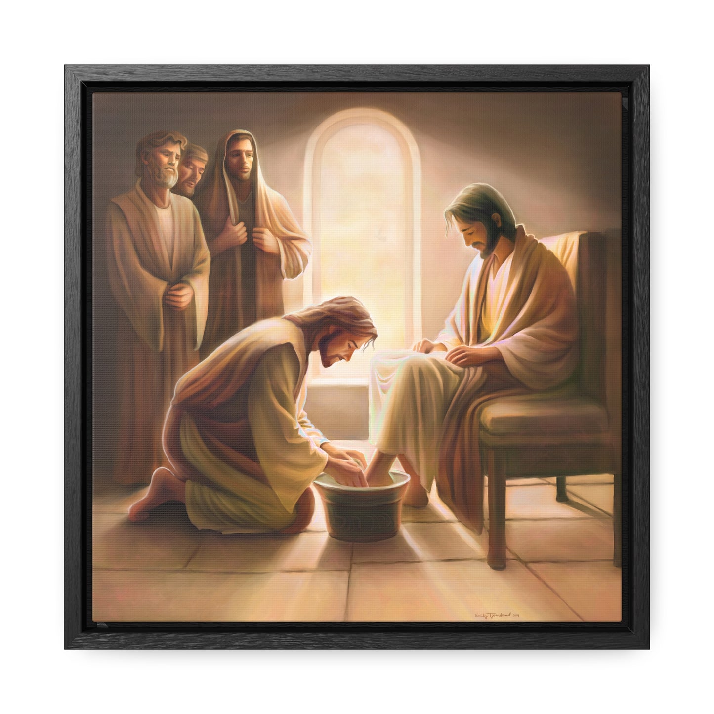 Jesus Washing the Feet, Canvas Print, Framed, The Unconditional Nature of God, Christian Art, Beautiful Art for Church and home, Gift for Him, Gift for Her