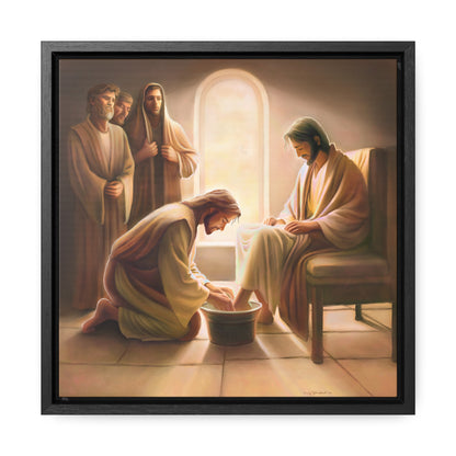 Jesus Washing the Feet, Canvas Print, Framed, The Unconditional Nature of God, Christian Art, Beautiful Art for Church and home, Gift for Him, Gift for Her