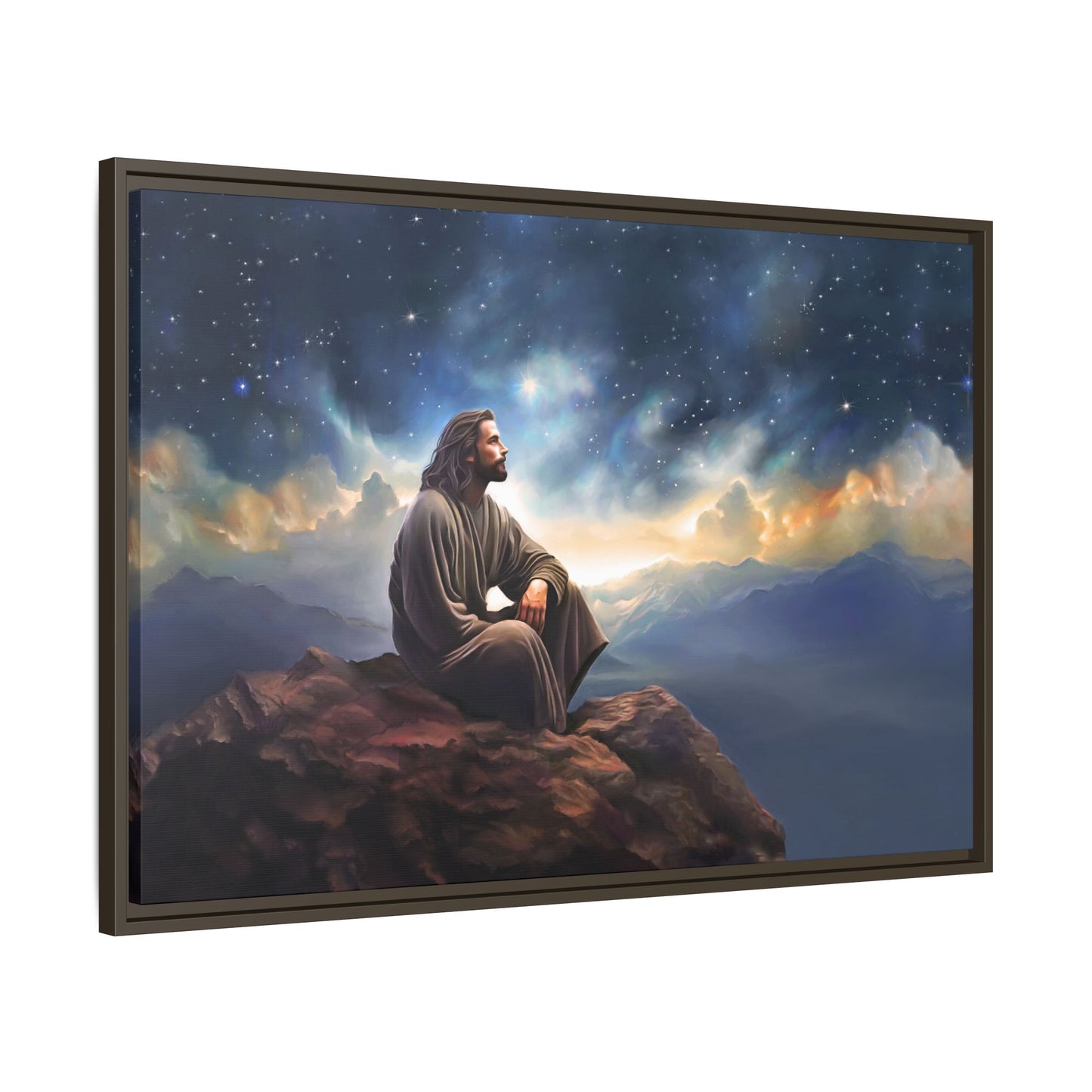 Jesus With The Stars, Framed Fine Art Canvas Print of Handmade Art, many sizes, Christian Art, Christian Gifts