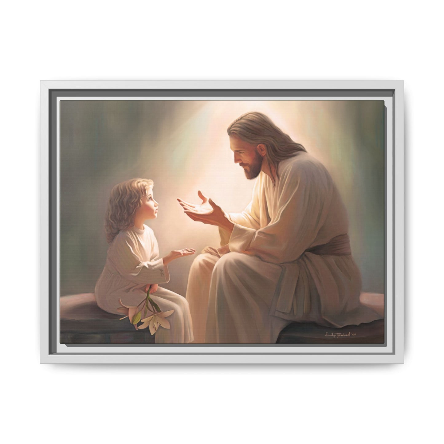 You Are The Light Fine Art Canvas Print, Framed, Picture of Jesus, Christian Gift, Christian Art, Jesus Christ Art with Child, Framed