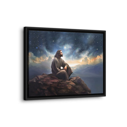 Jesus with The Stars, Canvas Print Art Framed, Jesus Christ Handmade Artwork, Deep Meditative Christian Gift