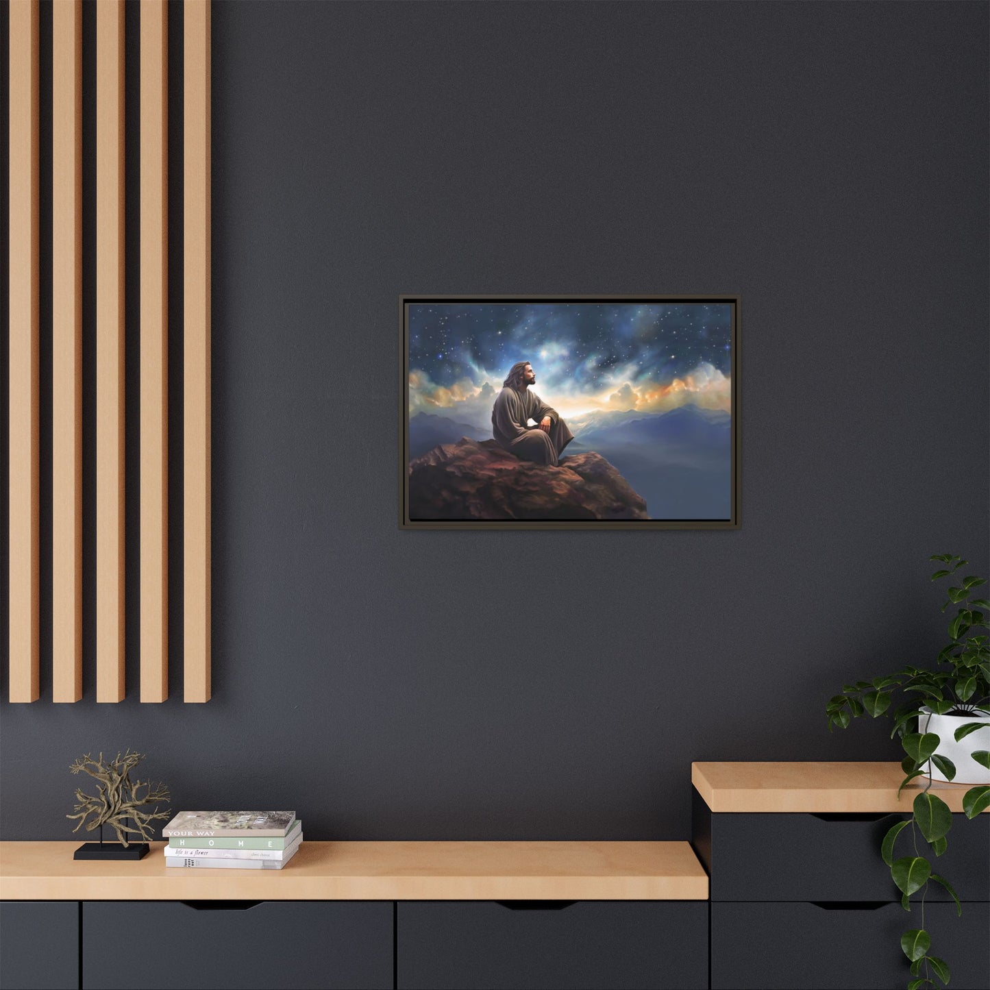 Jesus With The Stars, Framed Fine Art Canvas Print of Handmade Art, many sizes, Christian Art, Christian Gifts