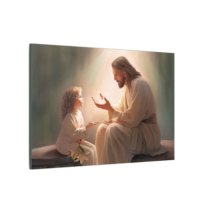 You Are The Light, fine art canvas print, Christian artwork, Jesus with a child, Jesus Christ with a little girl, Consider The Lillies