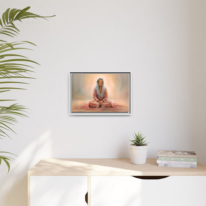 Stillness Framed Canvas Wall Art, Serene Meditation Decor, Spiritual Mindfulness Gift, Tranquil Room Accent, Woman Religious Art