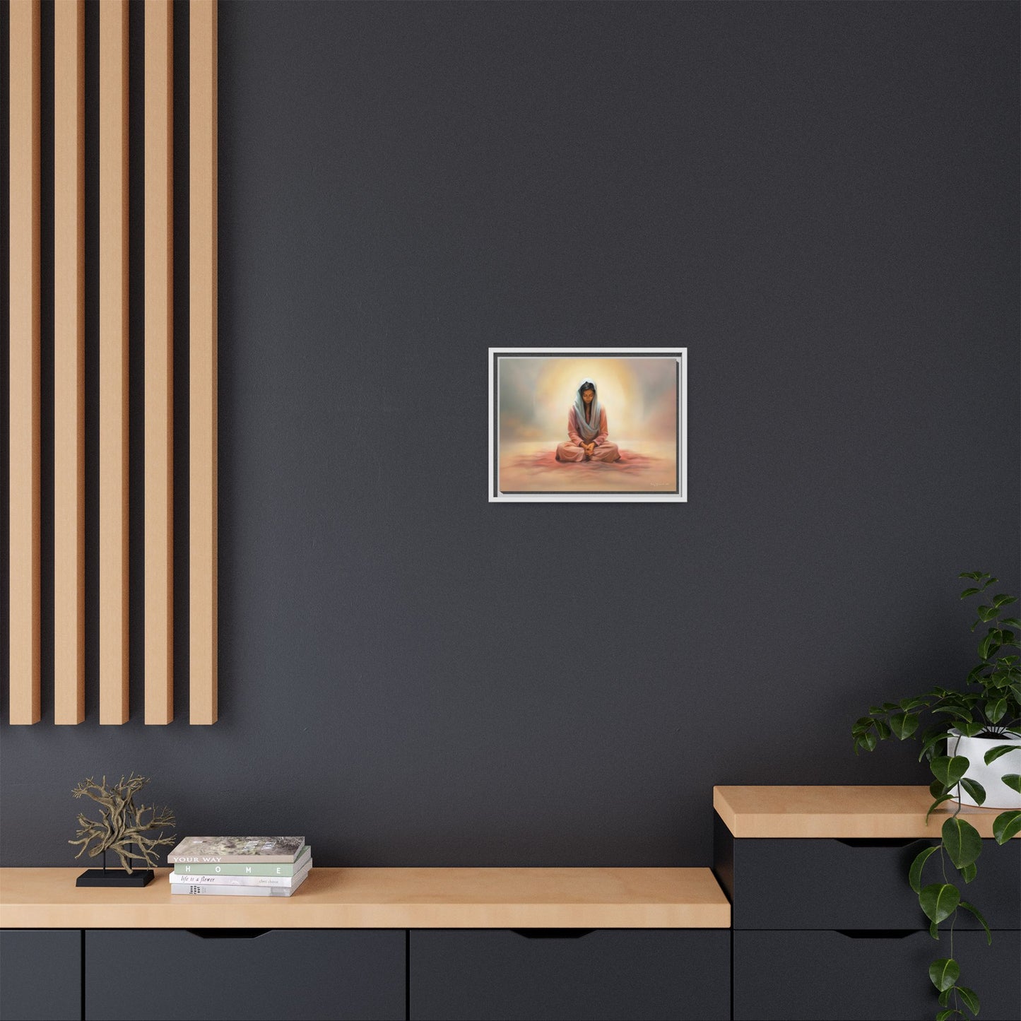 Stillness Christian Matte Canvas Print Artwork Framed, Female Discipleship Meditation Art, Stillness Artwork, Stillness Artwork, Framed (Multi-color)