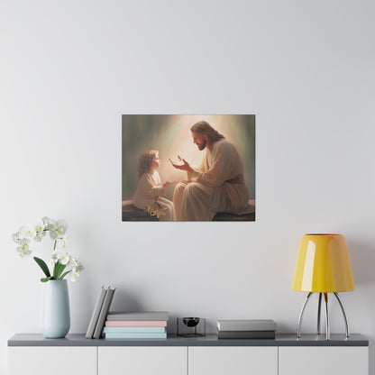 You Are The Light, fine art canvas print, Christian artwork, Jesus with a child, Jesus Christ with a little girl, Consider The Lillies