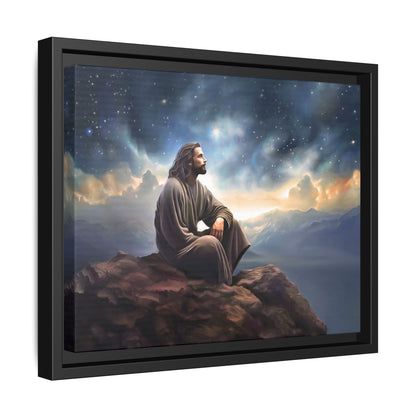 Jesus with The Stars, Canvas Print Art Framed, Jesus Christ Handmade Artwork, Deep Meditative Christian Gift