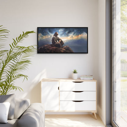 Jesus with The Stars, Canvas Print Art Framed, Jesus Christ Handmade Artwork, Deep Meditative Christian Gift