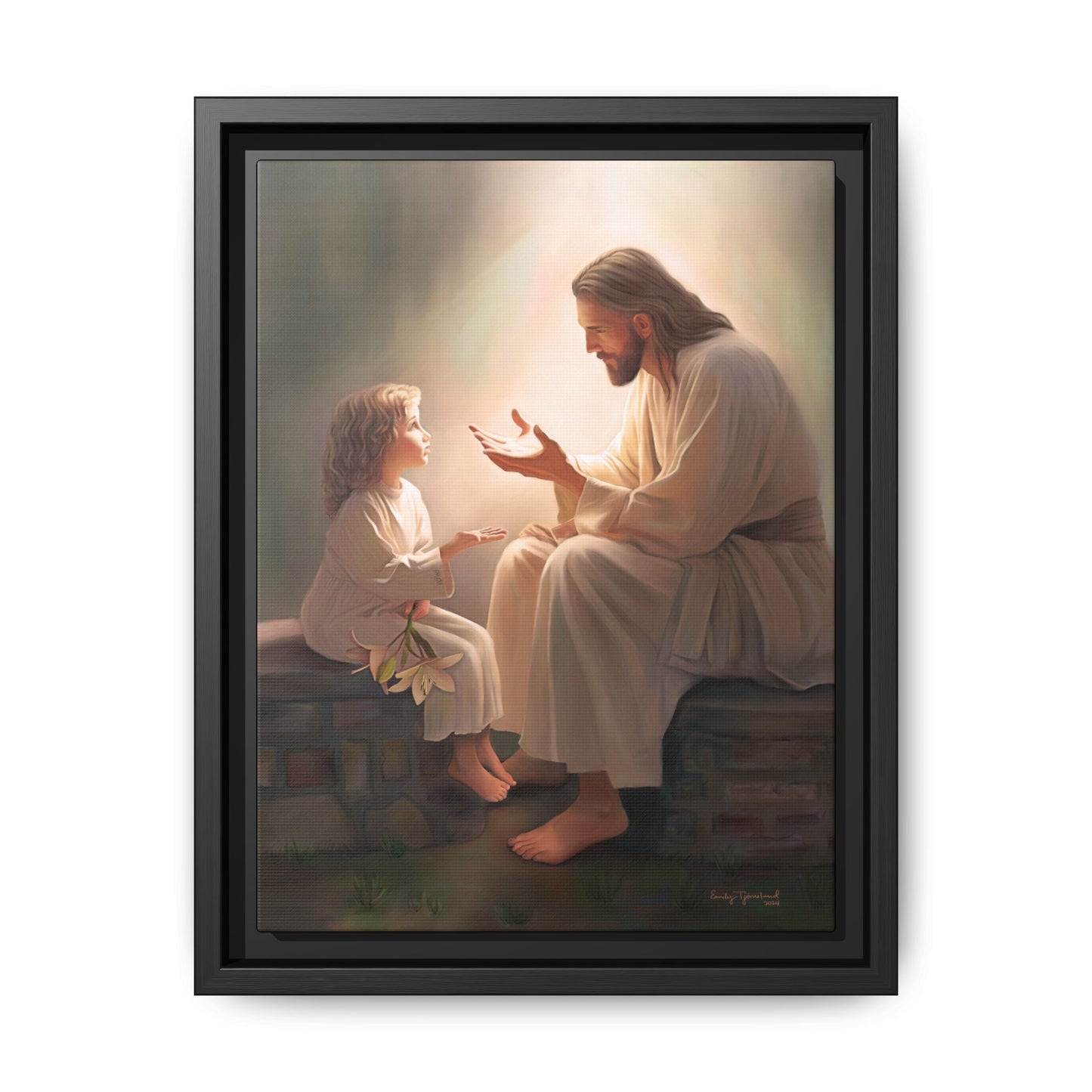 You Are The Light Fine Art Canvas Print, Framed, Picture of Jesus, Christian Gift, Christian Art, Jesus Christ Art with Child, Framed