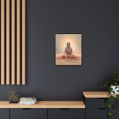 Stillness Framed Canvas Wall Art, Serene Meditation Decor, Spiritual Mindfulness Gift, Tranquil Room Accent, Woman Religious Art