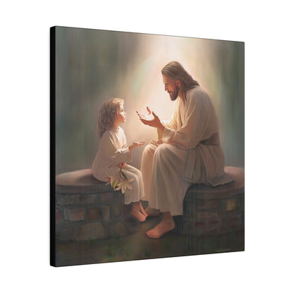 You Are The Light, fine art canvas print, Christian artwork, Jesus with a child, Jesus Christ with a little girl, Consider The Lillies