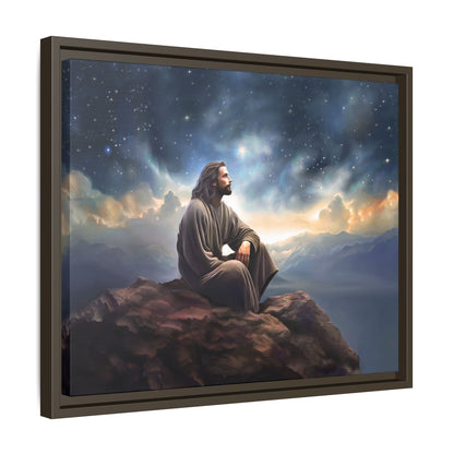 Jesus with The Stars, Canvas Print Art Framed, Jesus Christ Handmade Artwork, Deep Meditative Christian Gift