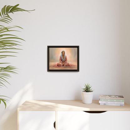 Stillness Framed Canvas Wall Art, Serene Meditation Decor, Spiritual Mindfulness Gift, Tranquil Room Accent, Woman Religious Art