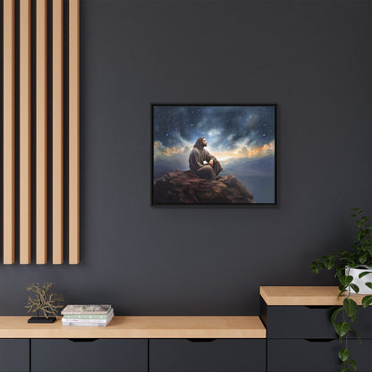 Jesus with The Stars, Canvas Print Art Framed, Jesus Christ Handmade Artwork, Deep Meditative Christian Gift