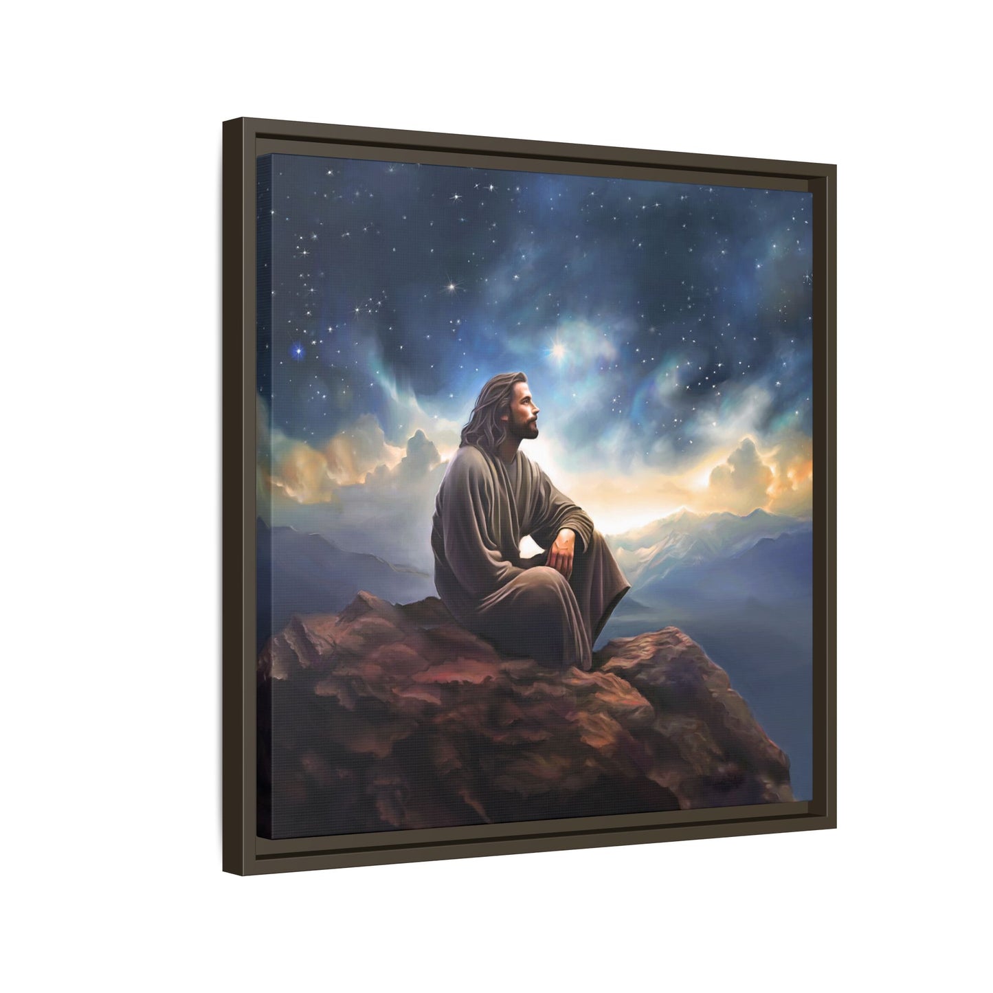 Jesus With The Stars, Framed Fine Art Canvas Print of Handmade Art, many sizes, Christian Art, Christian Gifts
