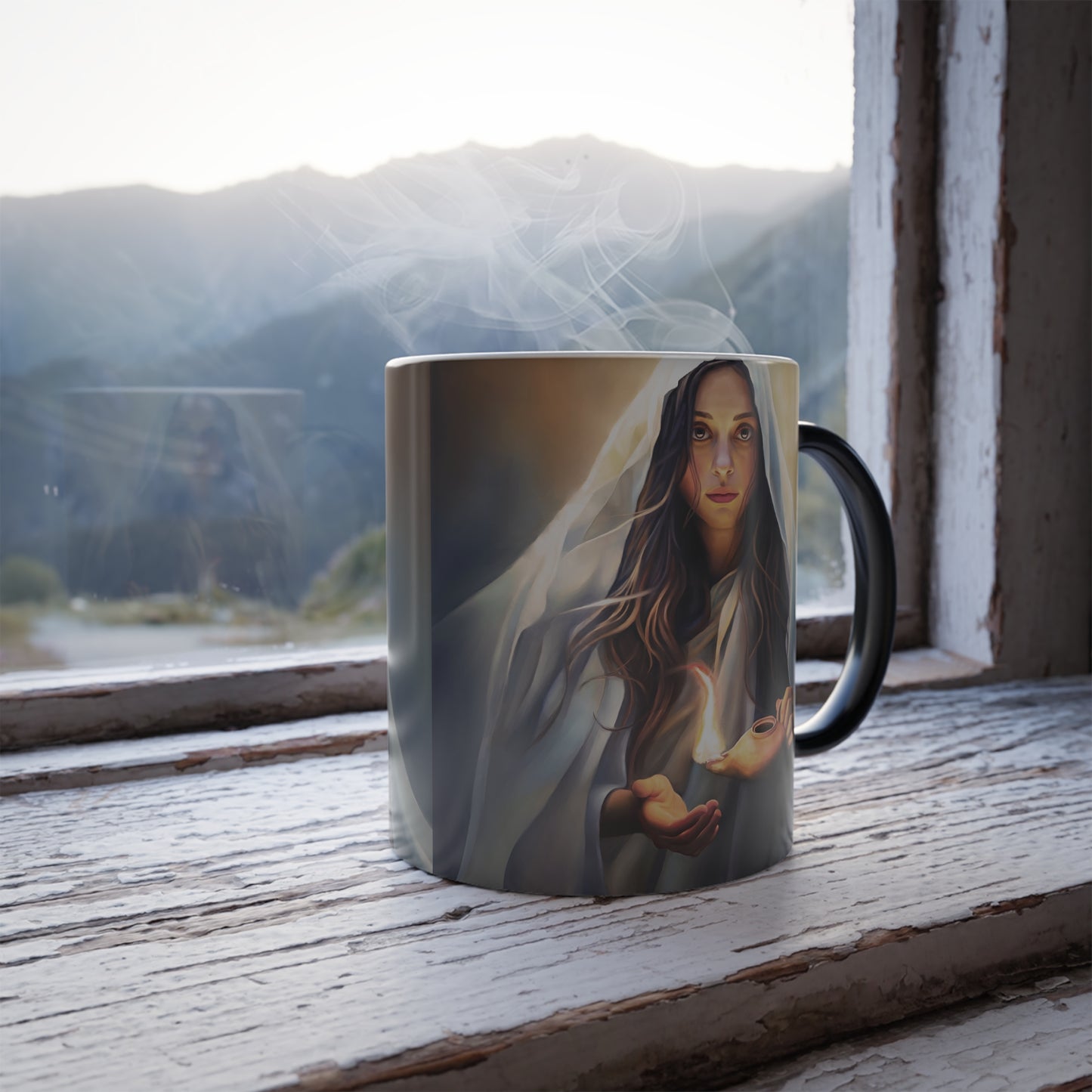 Mary Magdalene Magic Mug Fun Color Morphing 11oz - Missionary Gift, Mary Magdalene and or 10 Virgins Fun Gift, Gift for Young Women Missionaries