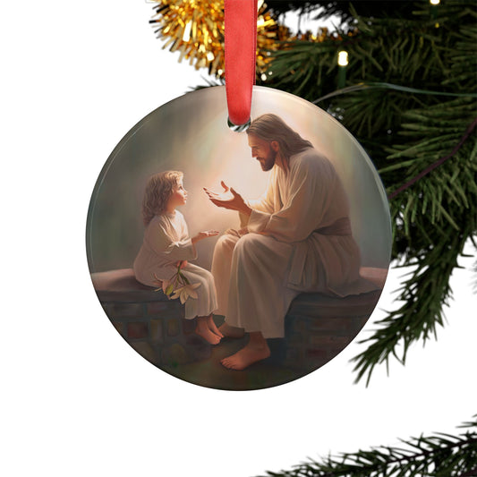 You Are The Light, fun and beautiful and touching Acrylic Jesus Ornament with Ribbon, Christmas Ornament