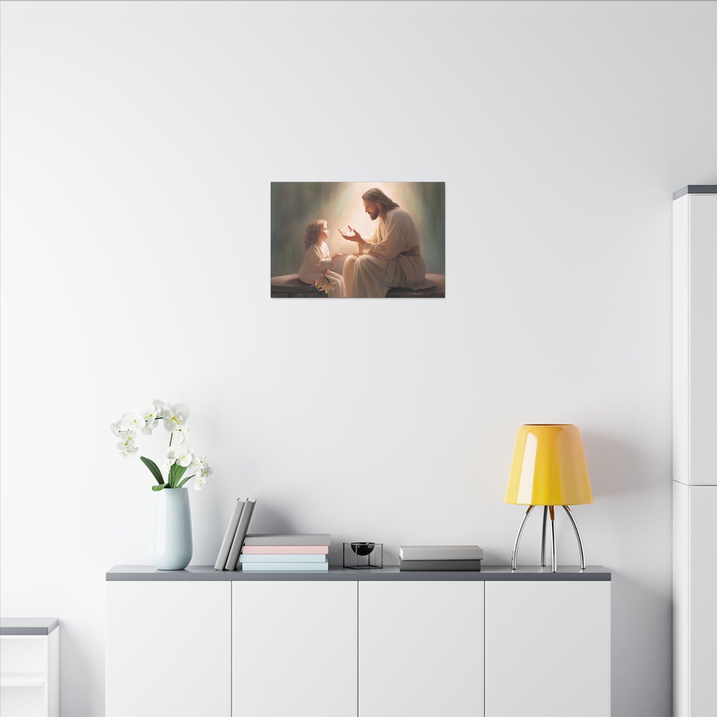 You Are The Light, fine art canvas print, Christian artwork, Jesus with a child, Jesus Christ with a little girl, Consider The Lillies