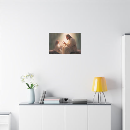 You Are The Light, fine art canvas print, Christian artwork, Jesus with a child, Jesus Christ with a little girl, Consider The Lillies