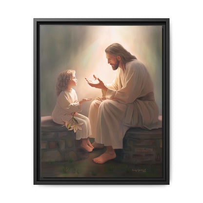 We are His Children, Fine Art Framed Canvas Print, Picture of Jesus, Jesus with a Child, Christian Gift, Christian Art, Jesus Christ Art with Child