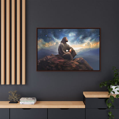 Jesus with The Stars, Canvas Print Art Framed, Jesus Christ Handmade Artwork, Deep Meditative Christian Gift