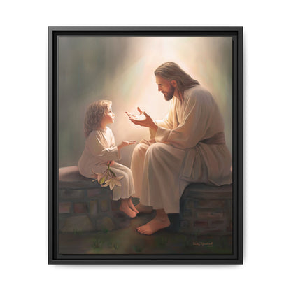 You Are The Light Fine Art Canvas Print, Framed, Picture of Jesus, Christian Gift, Christian Art, Jesus Christ Art with Child, Framed