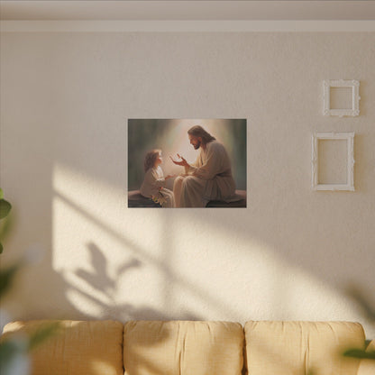 You Are The Light, fine art canvas print, Christian artwork, Jesus with a child, Jesus Christ with a little girl, Consider The Lillies