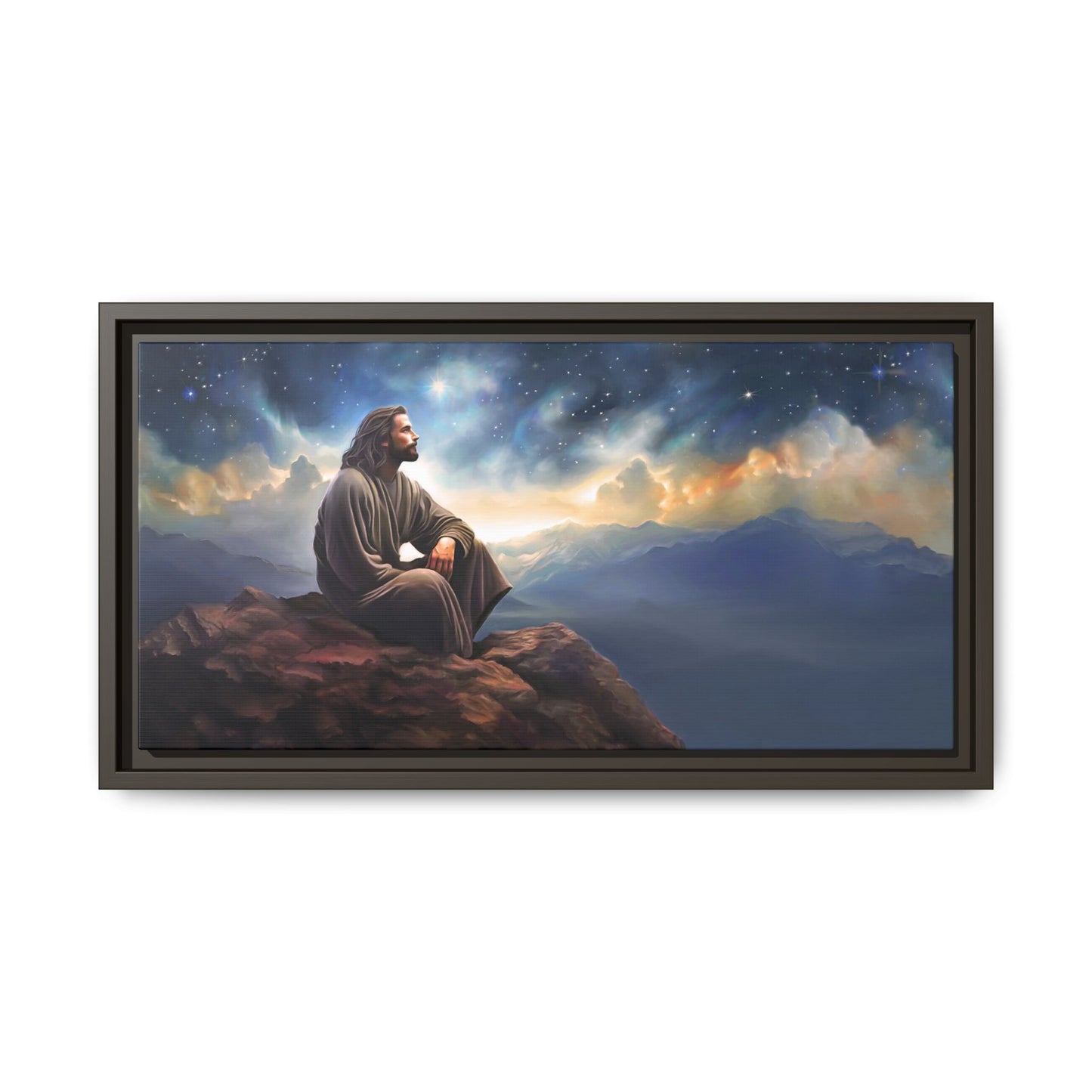 Jesus With The Stars, Framed Fine Art Canvas Print of Handmade Art, many sizes, Christian Art, Christian Gifts