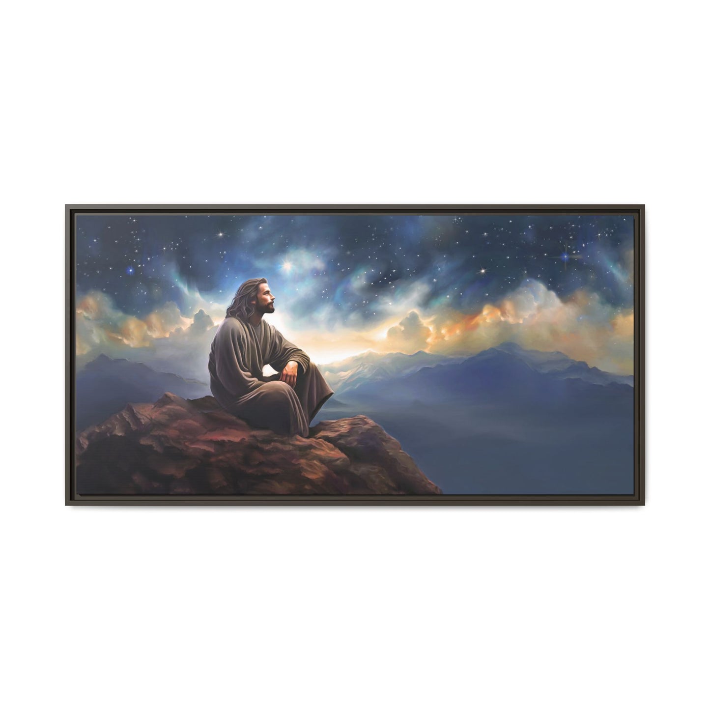 Jesus With The Stars, Framed Fine Art Canvas Print of Handmade Art, many sizes, Christian Art, Christian Gifts