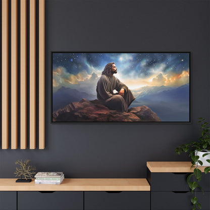 Jesus with The Stars, Canvas Print Art Framed, Jesus Christ Handmade Artwork, Deep Meditative Christian Gift