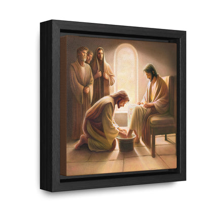 Jesus Washing the Feet, Canvas Print, Framed, The Unconditional Nature of God, Christian Art, Beautiful Art for Church and home, Gift for Him, Gift for Her