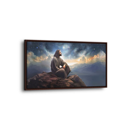 Jesus with The Stars, Canvas Print Art Framed, Jesus Christ Handmade Artwork, Deep Meditative Christian Gift