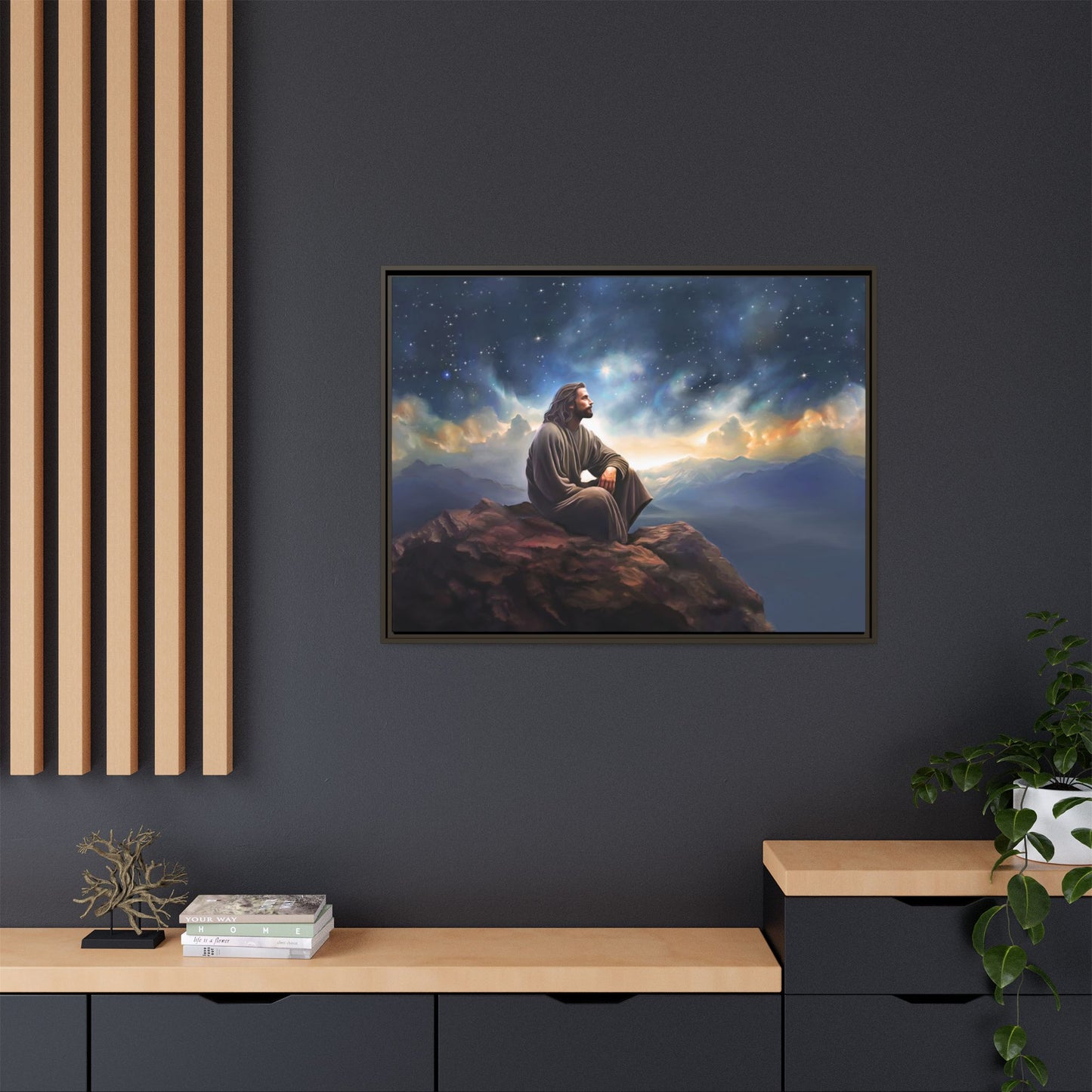 Jesus With The Stars, Framed Fine Art Canvas Print of Handmade Art, many sizes, Christian Art, Christian Gifts