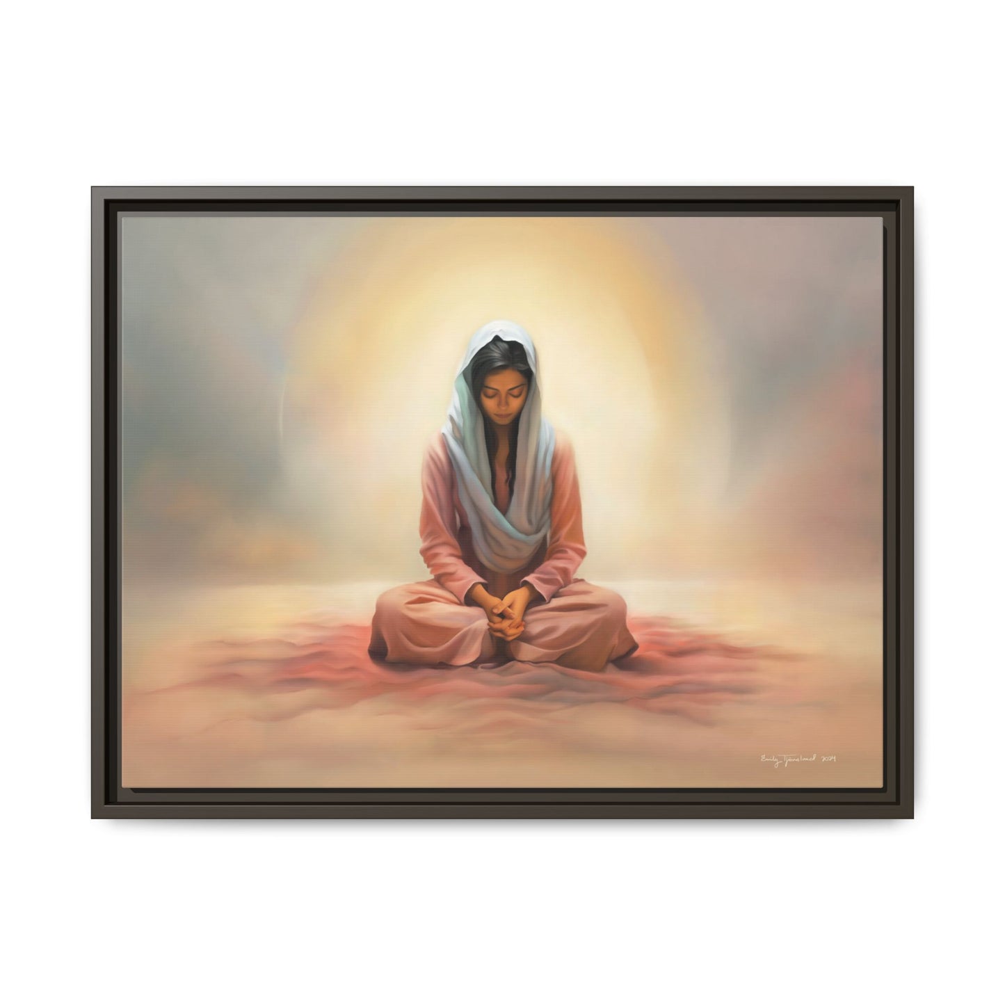 Stillness Christian Matte Canvas Print Artwork Framed, Female Discipleship Meditation Art, Stillness Artwork, Stillness Artwork, Framed (Multi-color)