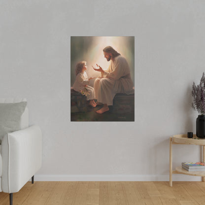 You Are The Light, fine art canvas print, Christian artwork, Jesus with a child, Jesus Christ with a little girl, Consider The Lillies