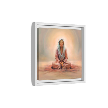 Stillness Framed Canvas Wall Art, Serene Meditation Decor, Spiritual Mindfulness Gift, Tranquil Room Accent, Woman Religious Art