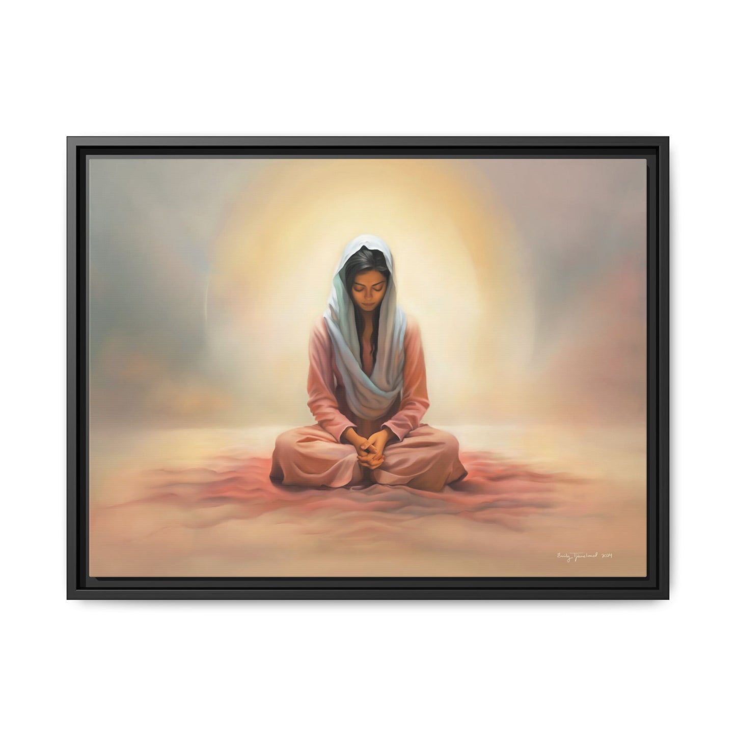 Stillness Christian Matte Canvas Print Artwork Framed, Female Discipleship Meditation Art, Stillness Artwork, Stillness Artwork, Framed (Multi-color)