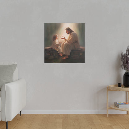 You Are The Light, fine art canvas print, Christian artwork, Jesus with a child, Jesus Christ with a little girl, Consider The Lillies