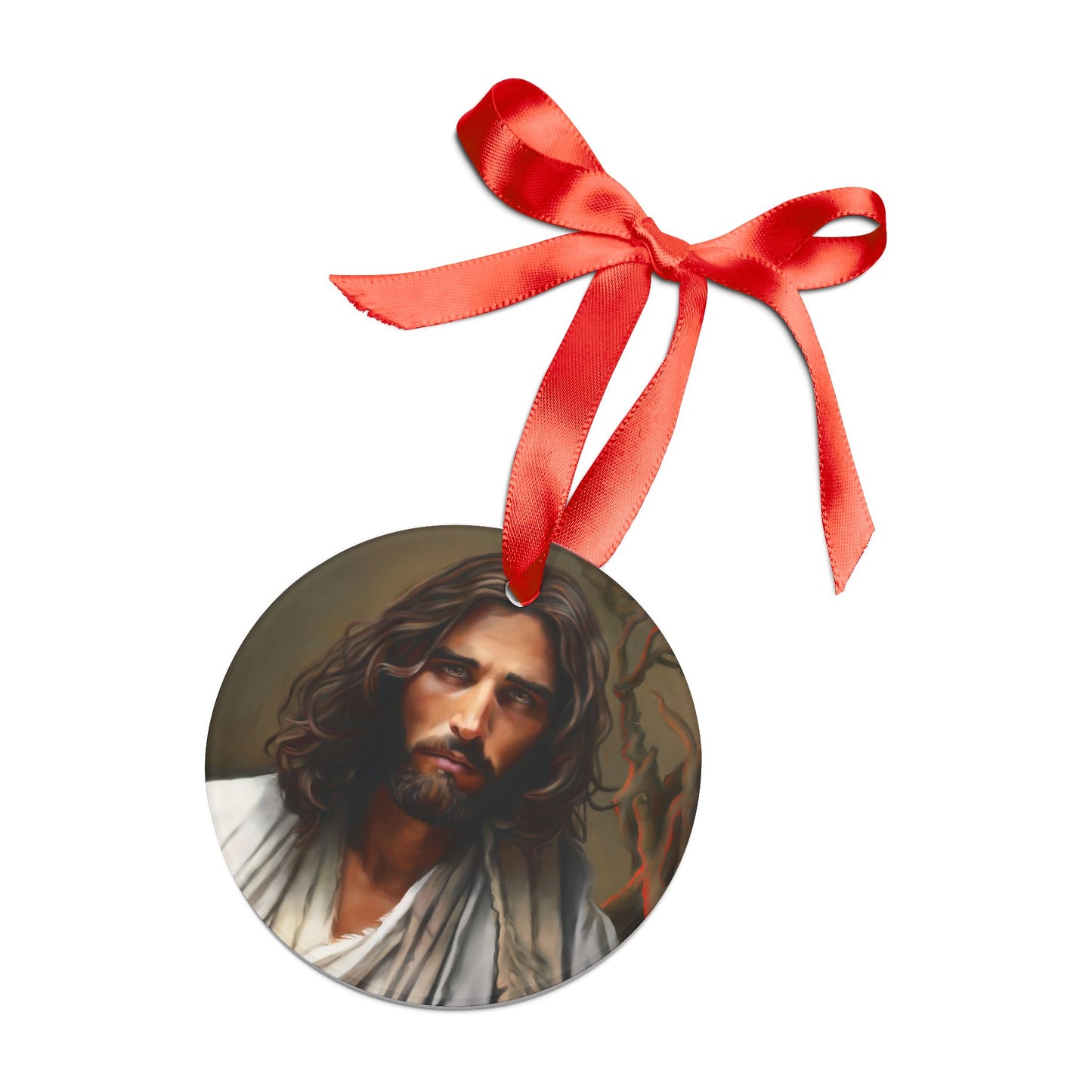 Acrylic Ornament with Ribbon, Jesus Christ gift, Christian Ornament, Christ Centered Christmas, Jesus Christ Ornament