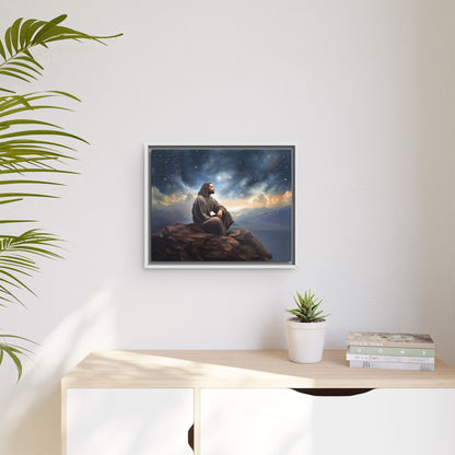 Jesus with The Stars, Canvas Print Art Framed, Jesus Christ Handmade Artwork, Deep Meditative Christian Gift