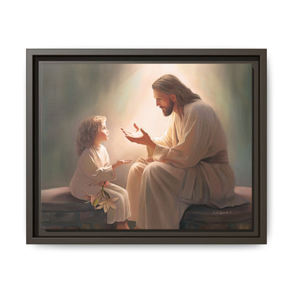 We are His Children, Fine Art Framed Canvas Print, Picture of Jesus, Jesus with a Child, Christian Gift, Christian Art, Jesus Christ Art with Child