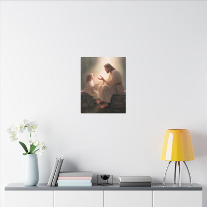 You Are The Light, fine art canvas print, Christian artwork, Jesus with a child, Jesus Christ with a little girl, Consider The Lillies